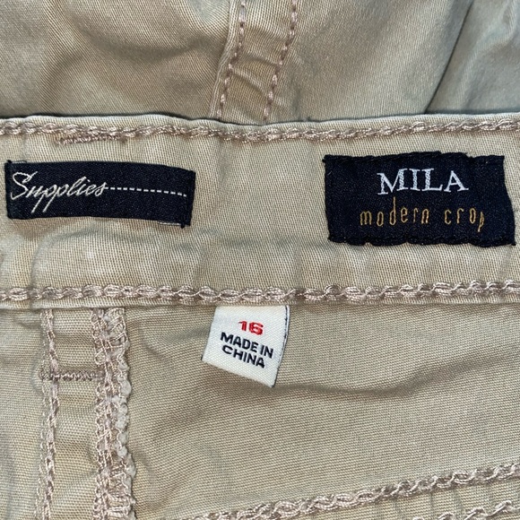Supplies by Union Bay Size 16 Tan Mila Crop Pants with Decorative Metal Accents - Picture 13 of 13